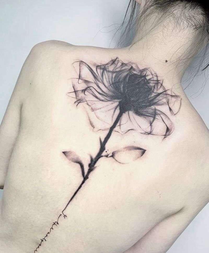 水墨纹身图片_背部水墨纹身图案