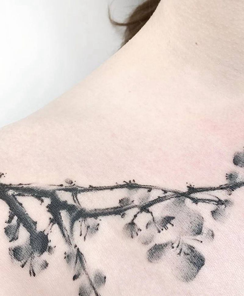 水墨纹身图片_肩部水墨纹身图案