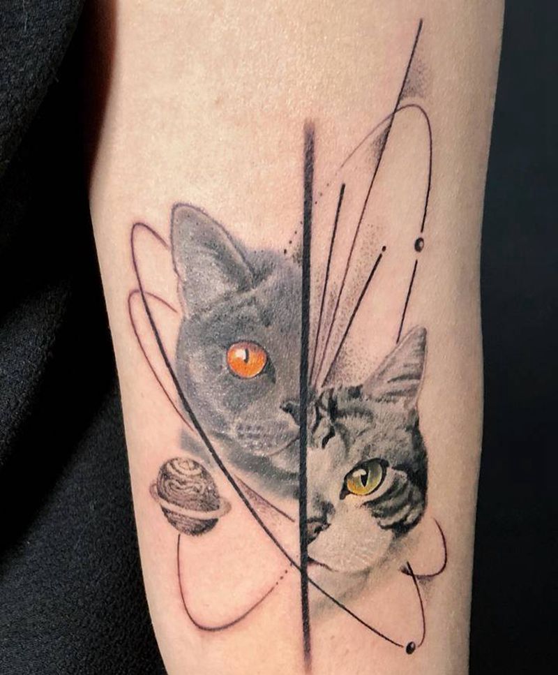 猫纹身图片_手臂纹身图案