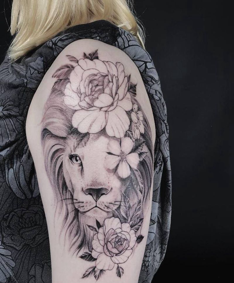 狮子纹身图片_手臂纹身图案
