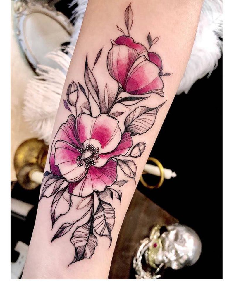 花纹身图片_手臂纹身图案