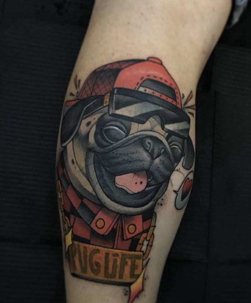 汪汪队纹身图片_腿部New School纹身图案