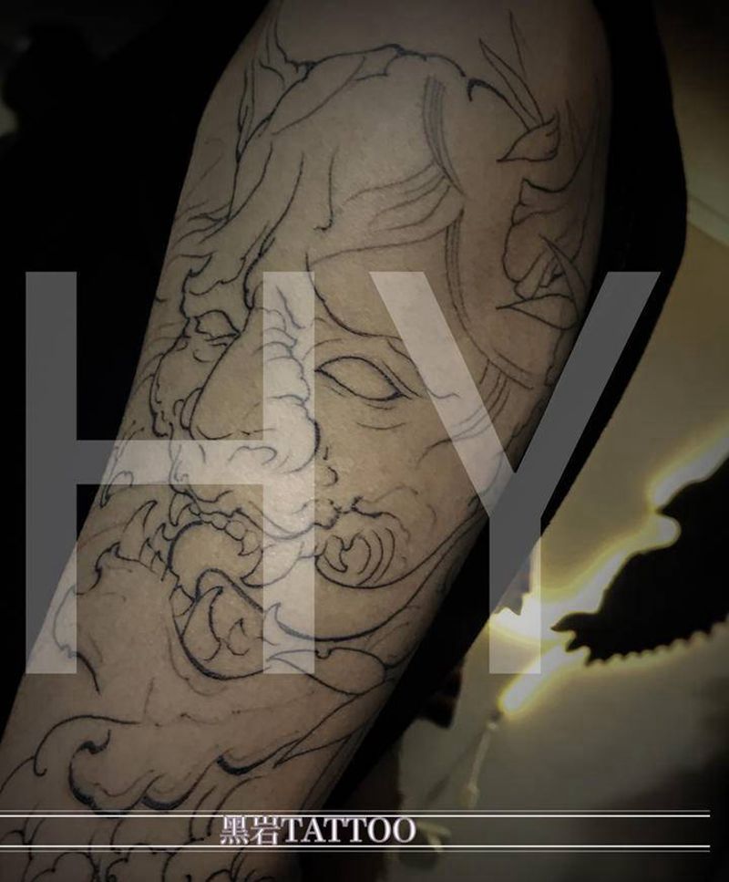 般若纹身图片_手臂老传统纹身图案