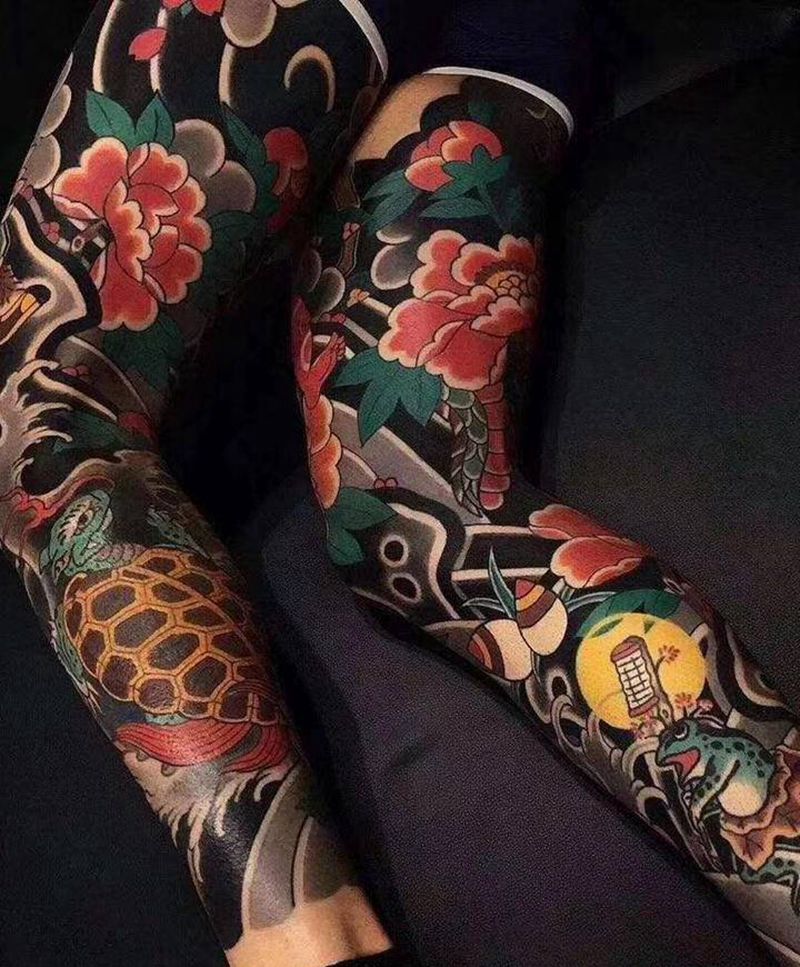 老传统纹身图片_腿部臀部老传统纹身图案