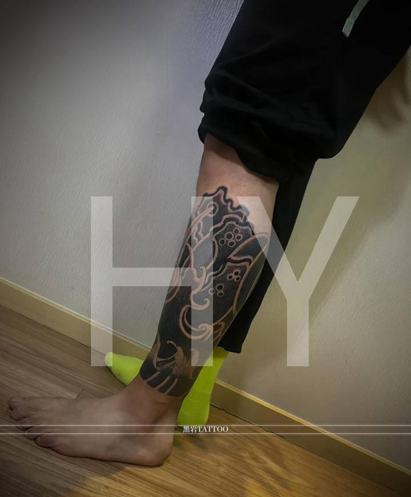 日式老传统纹身图片_腿部老传统纹身图案