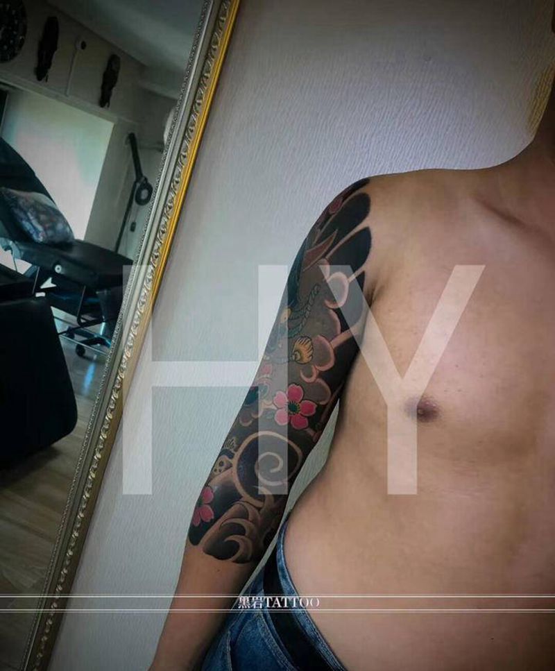 日式般若竣工纹身图片_手臂老传统纹身图案