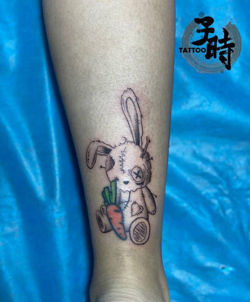 小萝卜修改纹身图片_腿部水彩卡通人物暗黑纹身图案