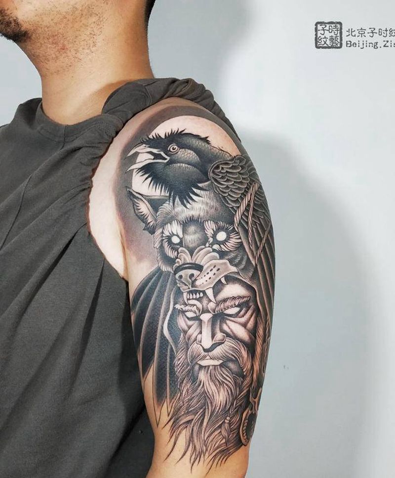 人物纹身图片_肩部欧美写实New School纹身图案