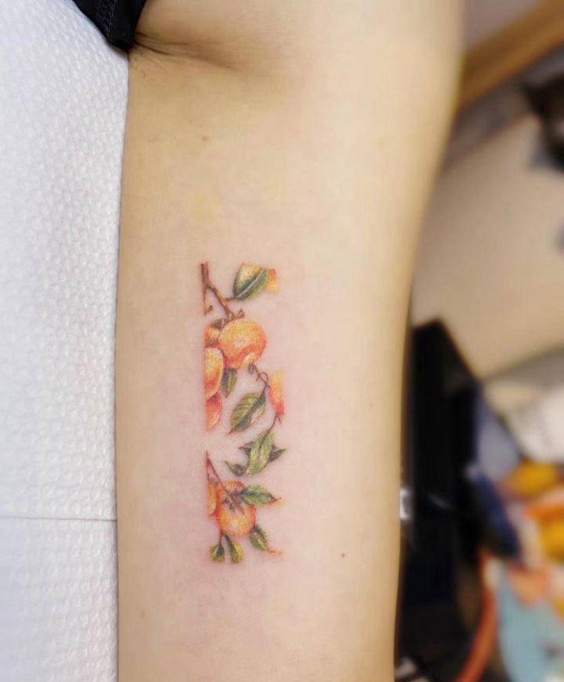 小清新纹身图片_手臂水彩水墨纹身图案