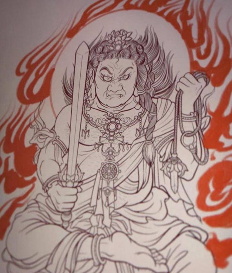 招大面积模特纹身图片_背部老传统纹身图案