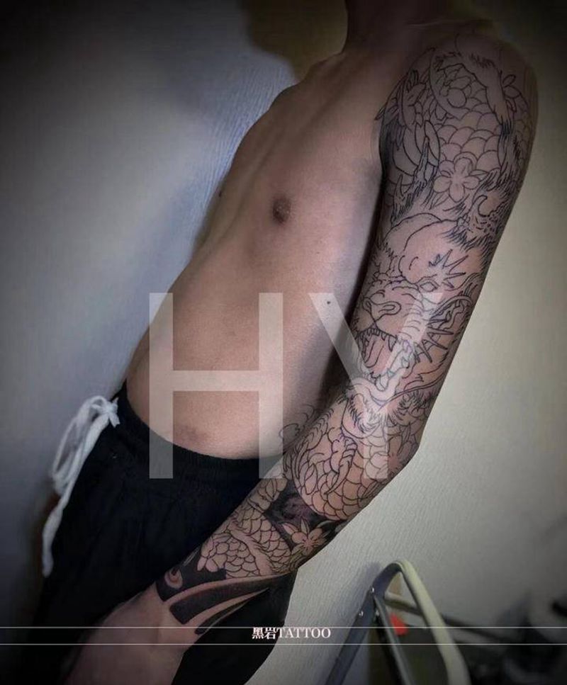 #功夫熊猫纹身图片_手臂老传统纹身图案