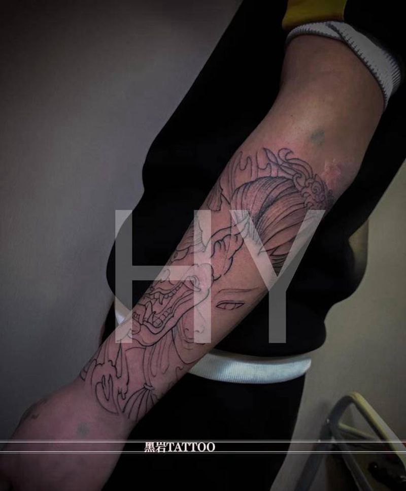 #艺妓纹身图片_手臂新传统纹身图案