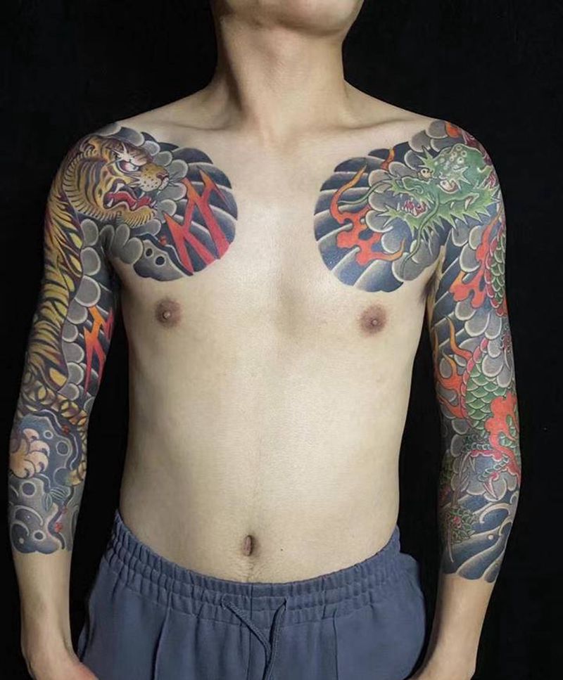 双纹身图片_老传统纹身图案