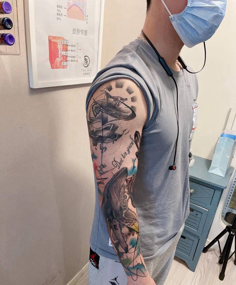 好久不见纹身图片_手臂水彩纹身图案