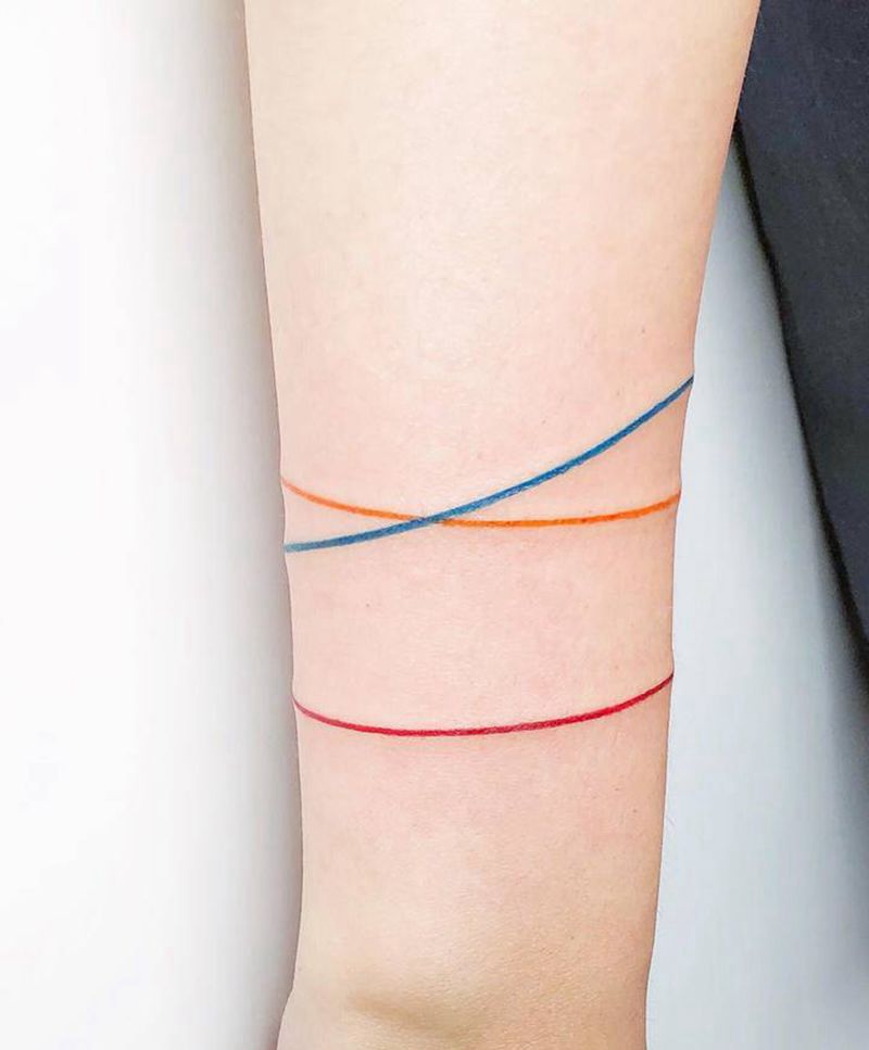 直线纹身图片_手臂纹身图案