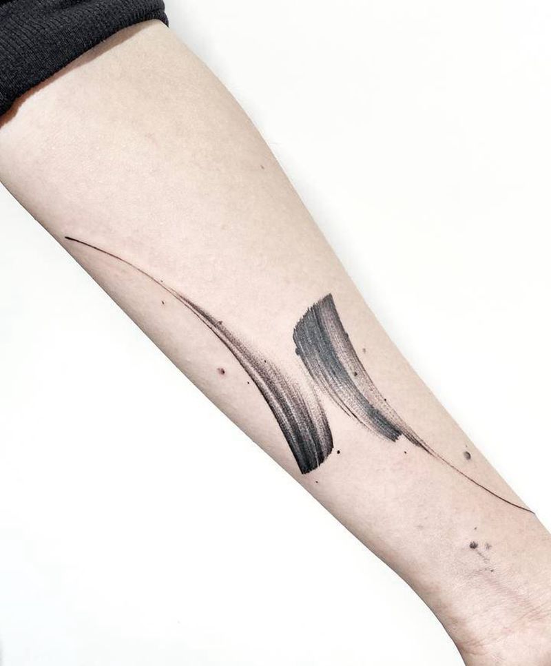 水墨抽象纹身图片_手臂水墨纹身图案