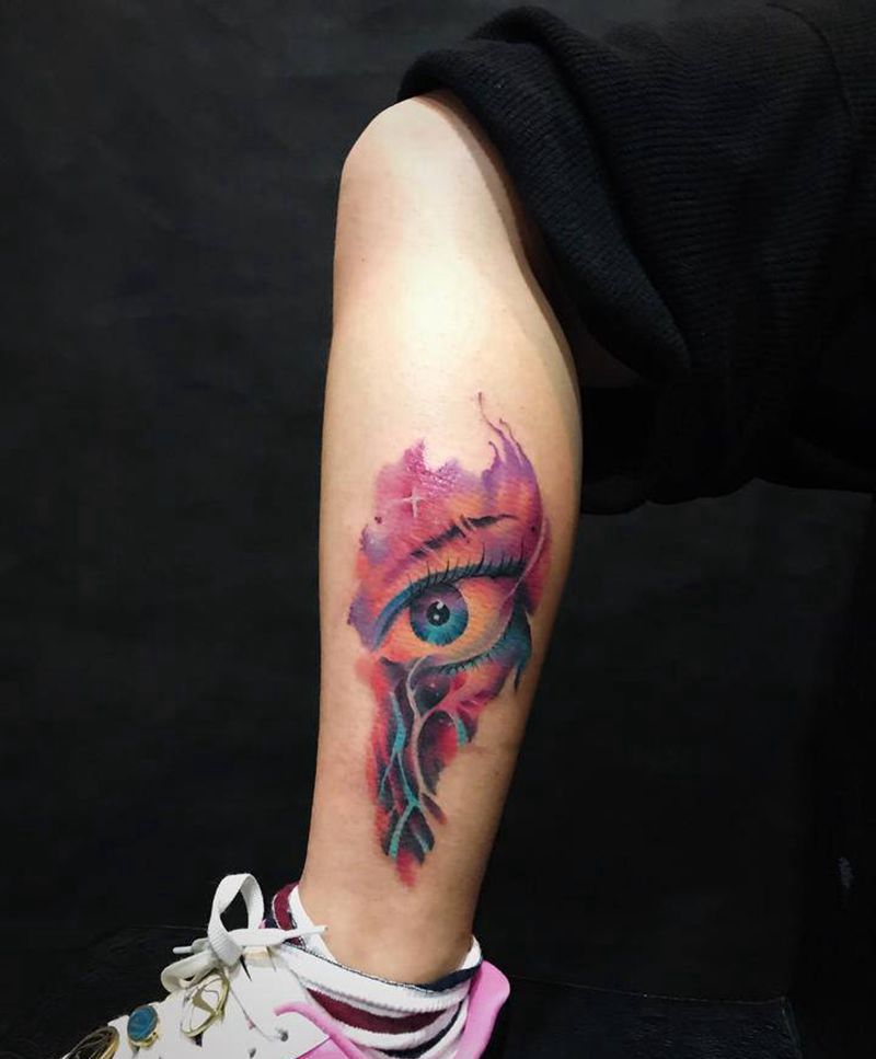 自由发挥两小时纹身图片_水彩纹身图案