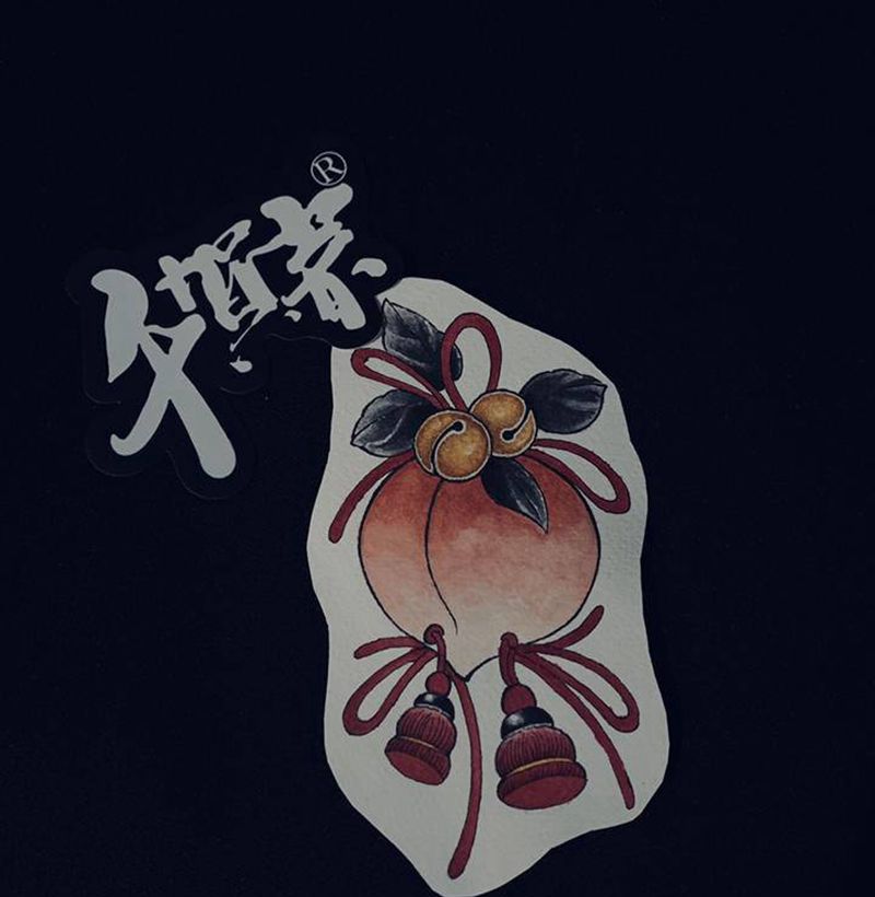 小和风纹身图片_手臂腿部新传统桃扇子艺妓纹身图案