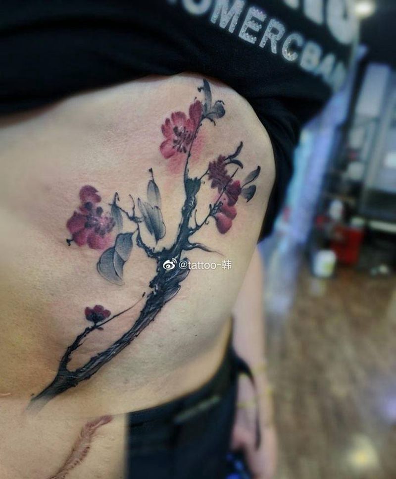 遮盖疤痕纹身图片_腹部遮盖疤痕纹身图案