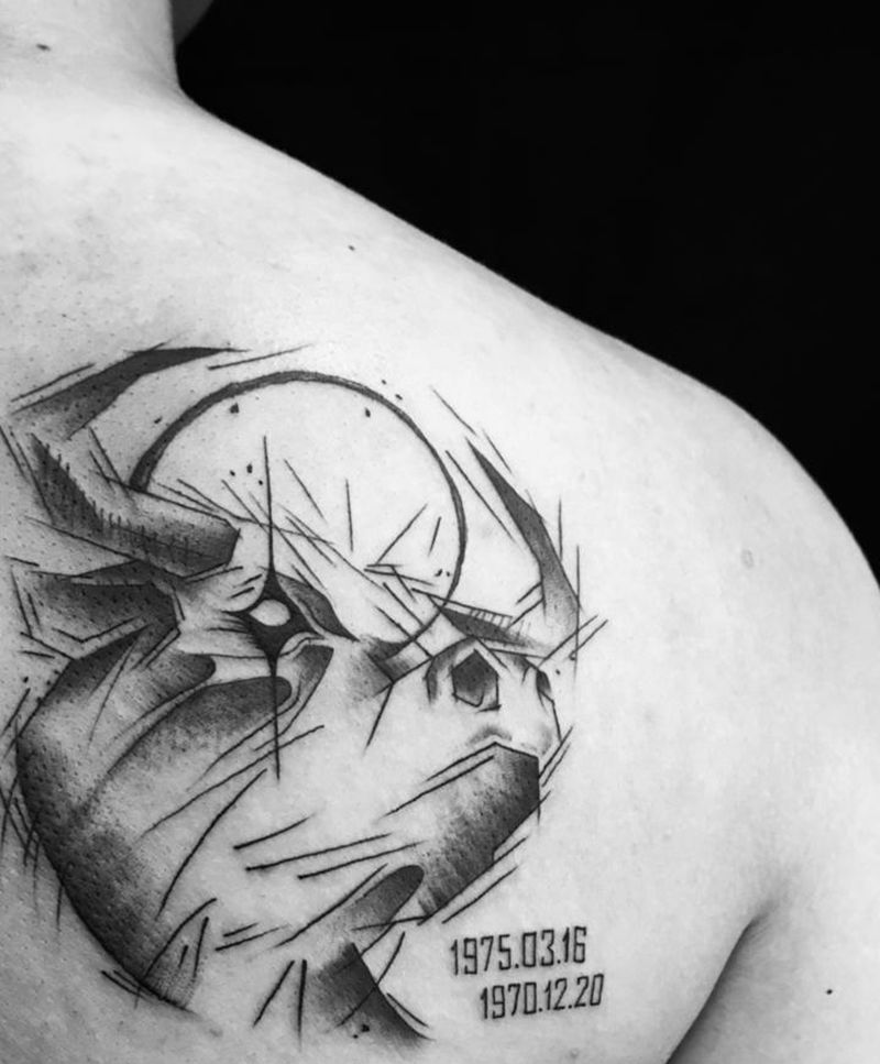 金牛座纹身图片_背部几何New School牛金牛座公牛纹身图案