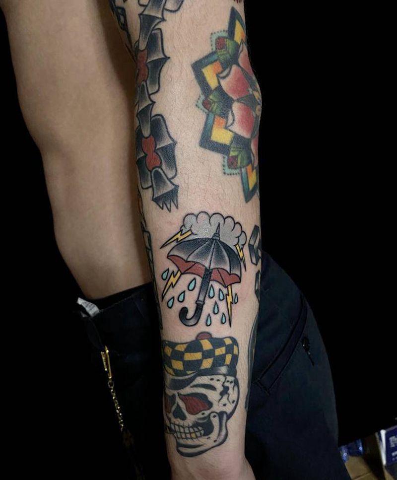 伞纹身图片_手臂腰部Old SchoolNew School纹身图案