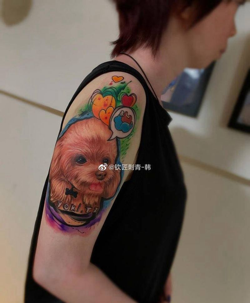 泰迪纹身图片_手臂纹身图案