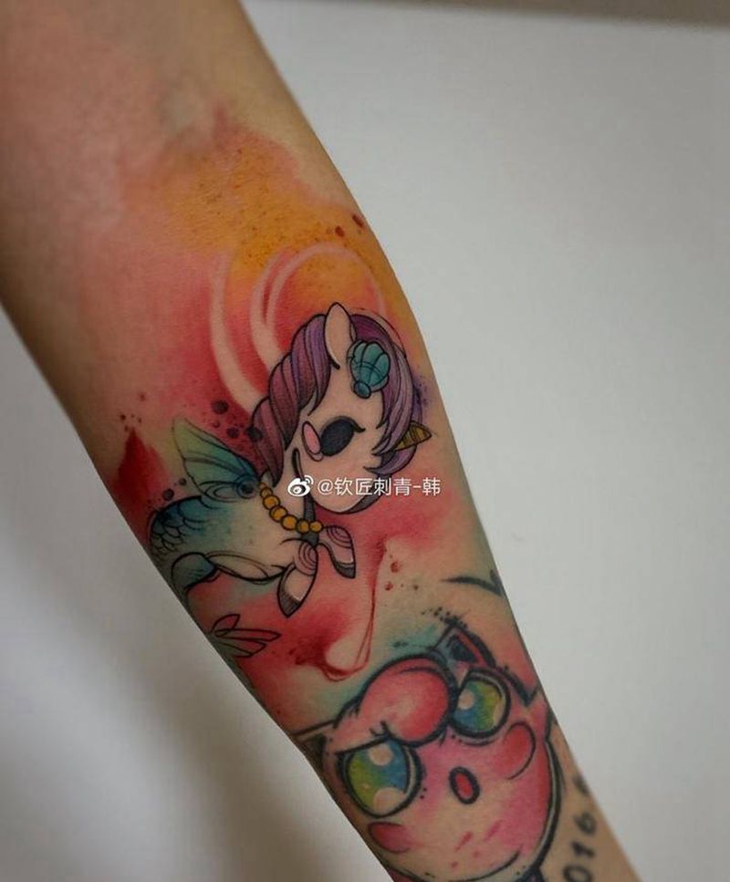 水彩独角兽纹身图片_水彩纹身图案