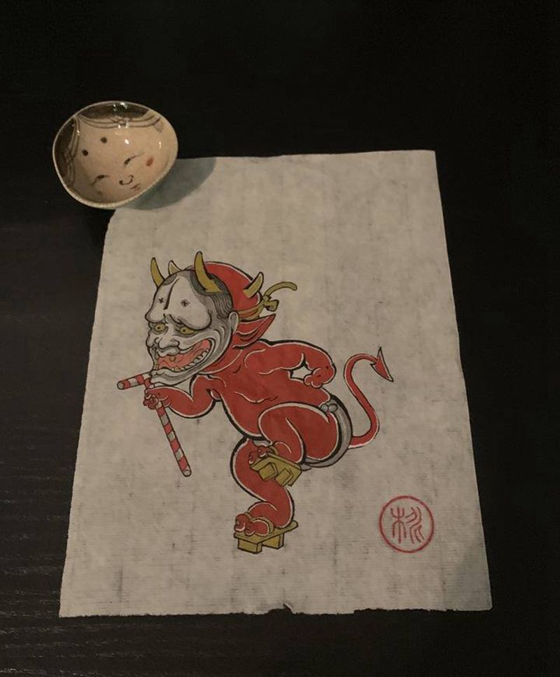 不给糖就捣蛋纹身图片_腿部手臂新传统小恶魔般若万圣节纹身图案