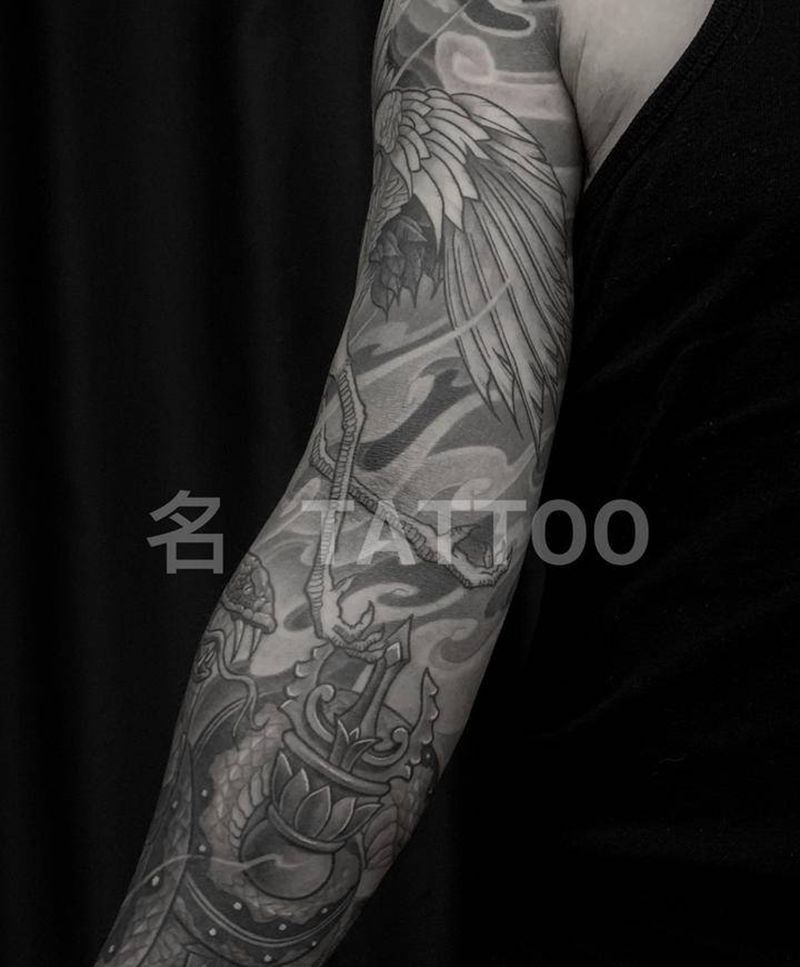 传统纹身图片_手臂老传统纹身图案