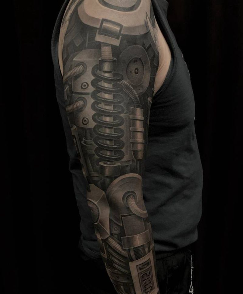 机械臂纹身图片_手臂欧美写实纹身图案