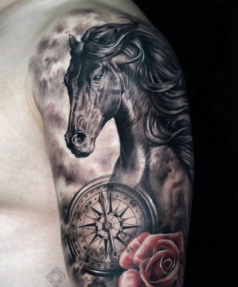 马纹身图片_手臂欧美写实马纹身图案
