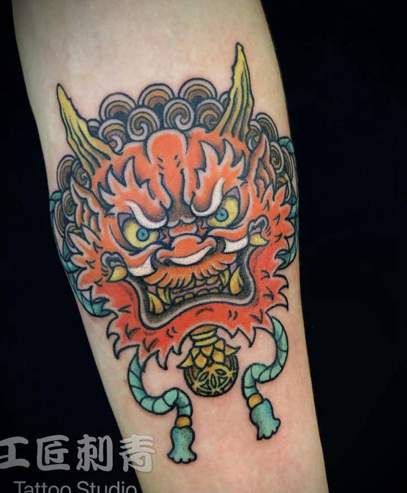 鬼头纹身图片_手臂新传统老传统纹身图案