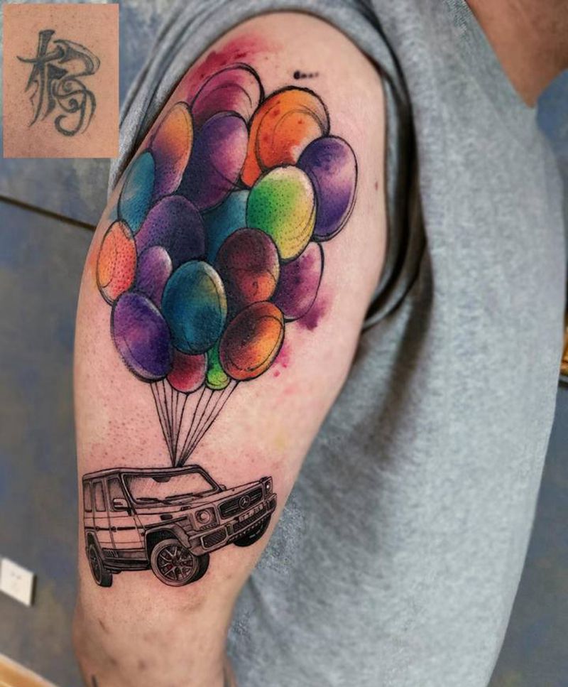遮盖纹身 气球纹身图片_水彩纹身图案