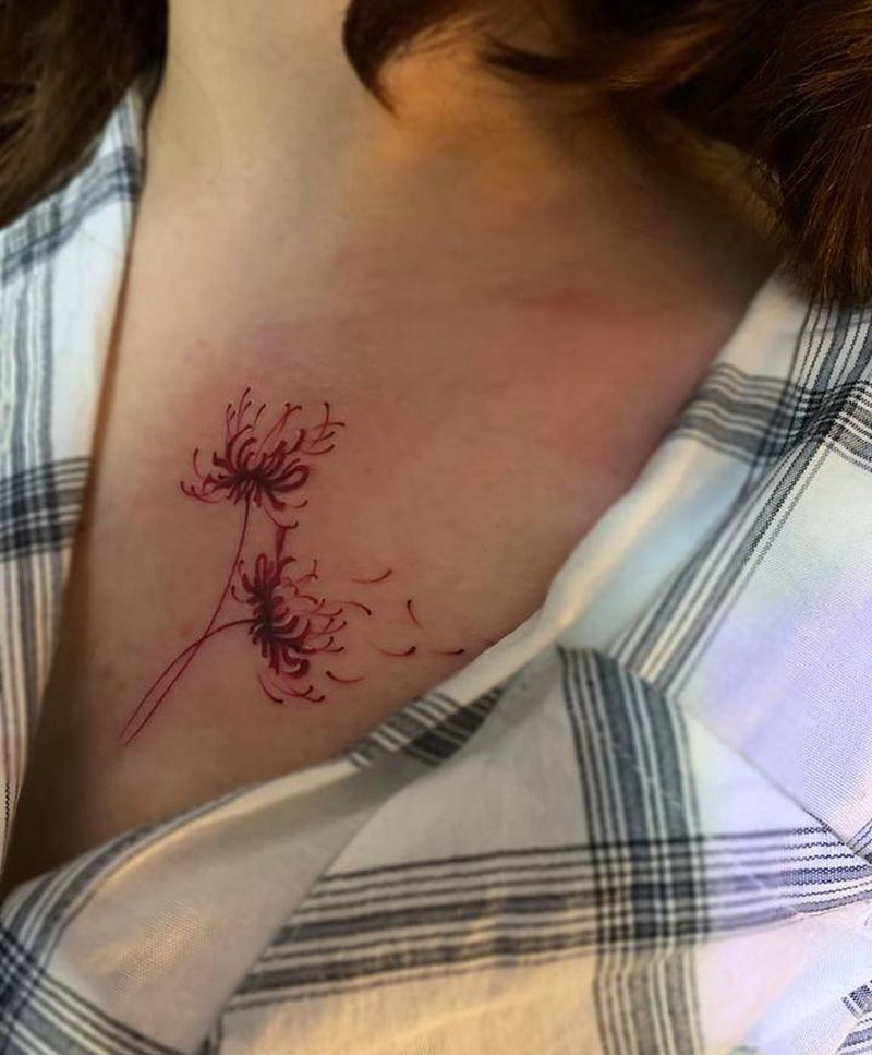 彼岸花纹身图片_胸部纹身图案