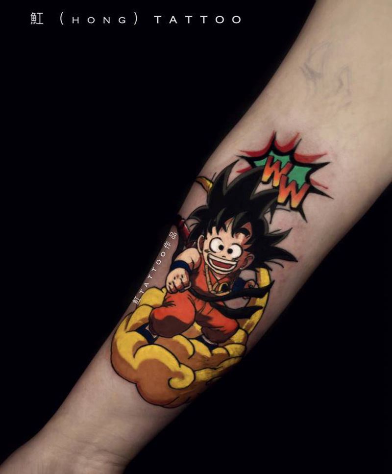 悟空纹身图片_手臂腿部新传统New School悟空龙珠动画动漫七龙珠纹身纹身图案