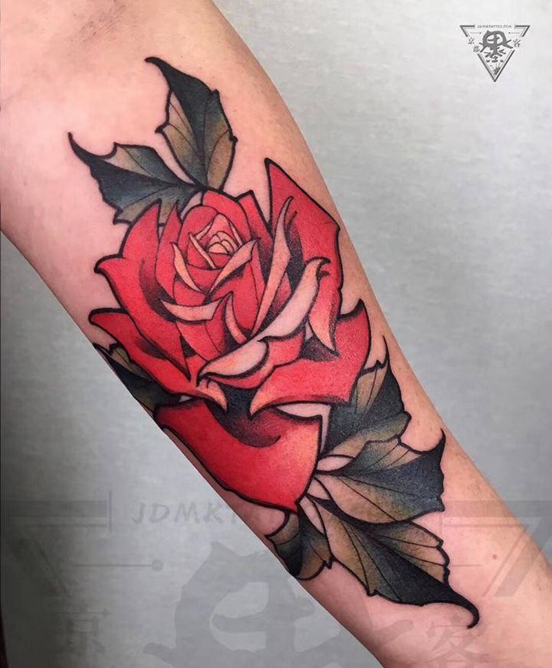 京都墨客刺青纹身图片_手臂臀部新传统水彩纹身图案