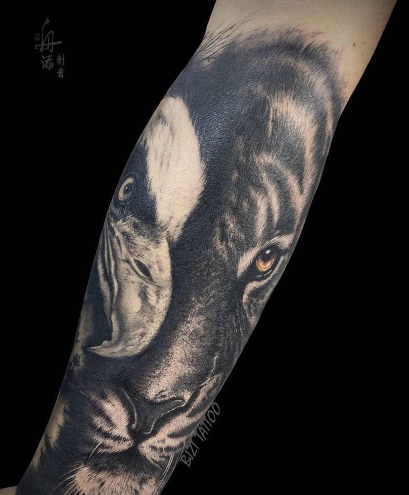 修改虎纹身图片_手臂欧美写实虎纹身图案