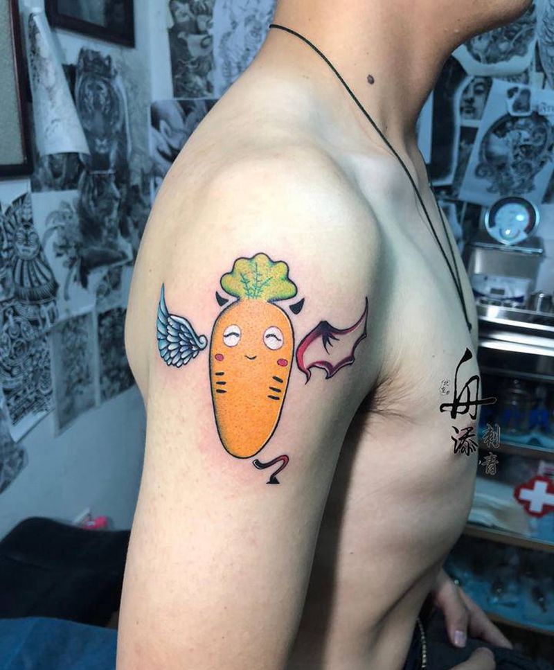 胡萝卜纹身图片_手臂胡萝卜卡通纹身图案