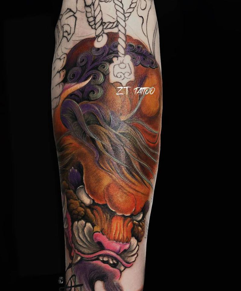 瑞兽纹身图片_手臂新传统瑞兽纹身图案