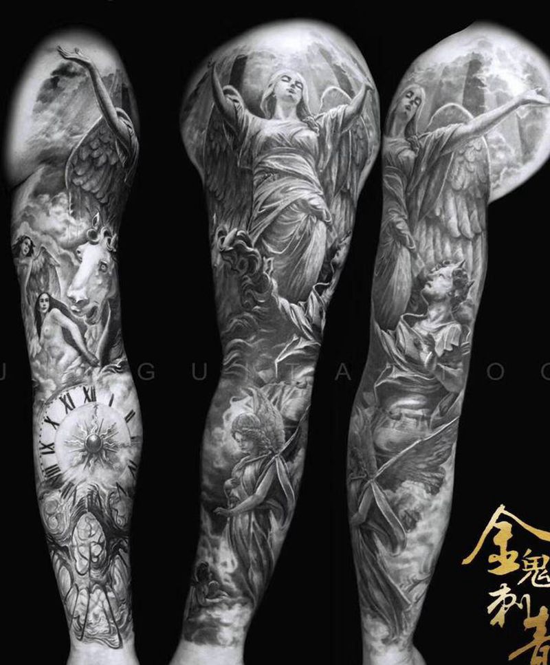 人生就像一只钟摆， 永远在渴望纹身图片_金鬼纹身图案