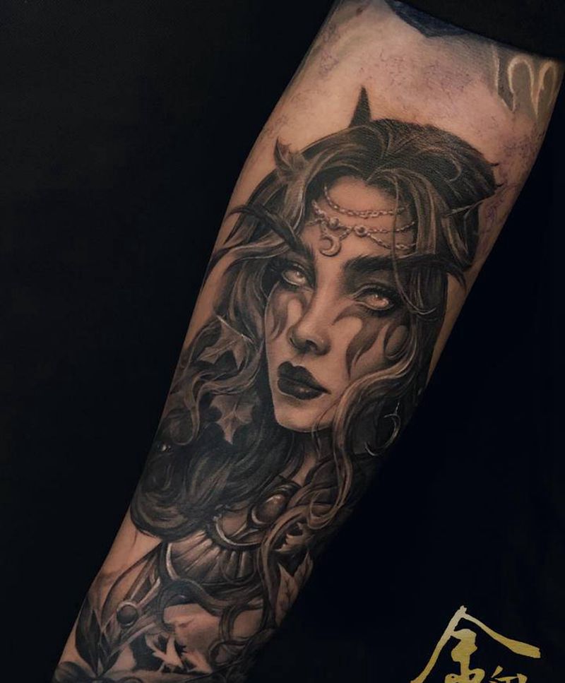 魔兽 泰兰德纹身图片_欧美写实纹身图案