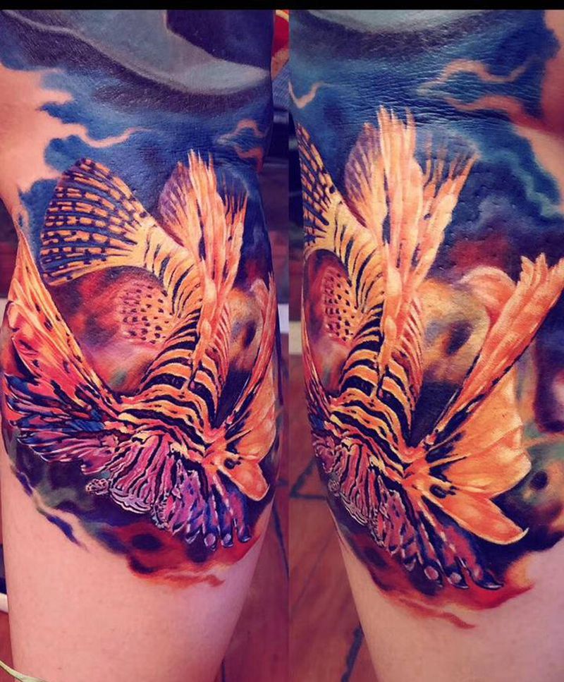 鱼纹身图片_欧美写实纹身图案