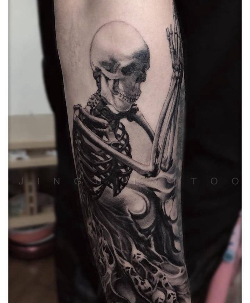 骷髅纹身图片_欧美写实纹身图案
