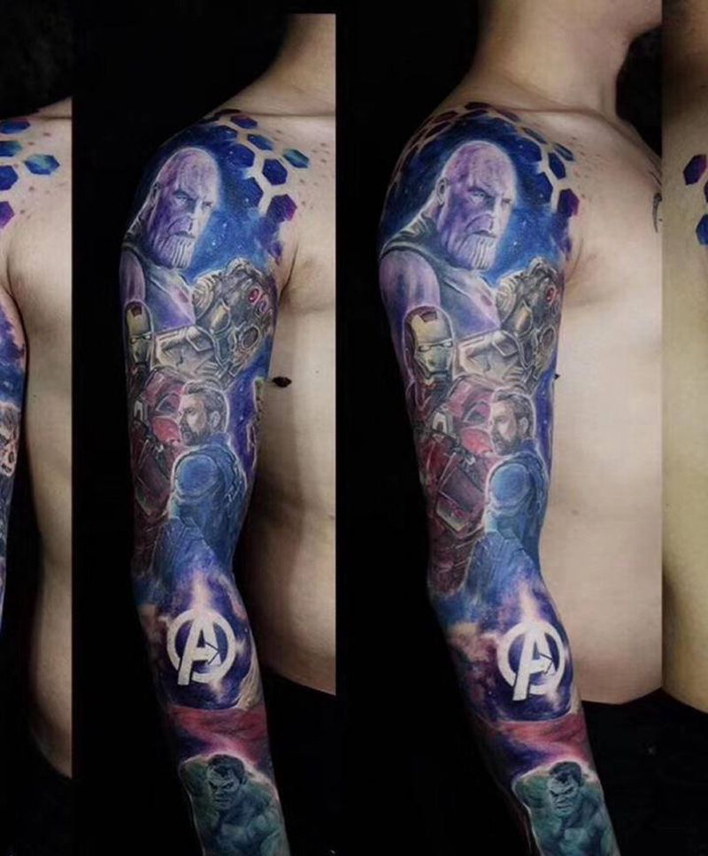 复仇者联盟纹身图片_手臂欧美写实复仇者联盟漫威纹身图案