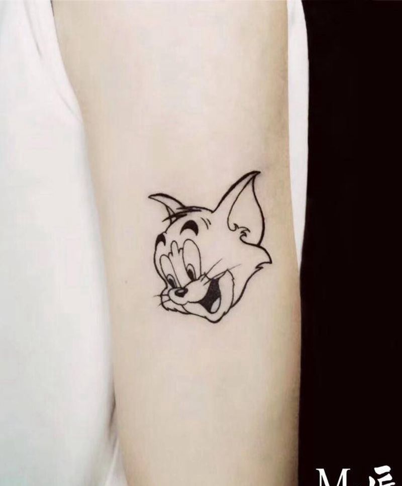 汤姆纹身图片_手臂New School猫和老鼠猫汤姆纹身图案