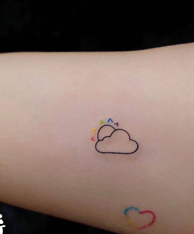 晴转多云纹身图片_手臂New School新传统线条纹身彩色纹身纹身图案