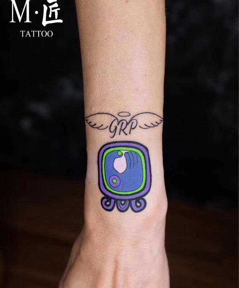 玛雅七号纹身图片_手臂新传统New School彩色纹身纹身图案