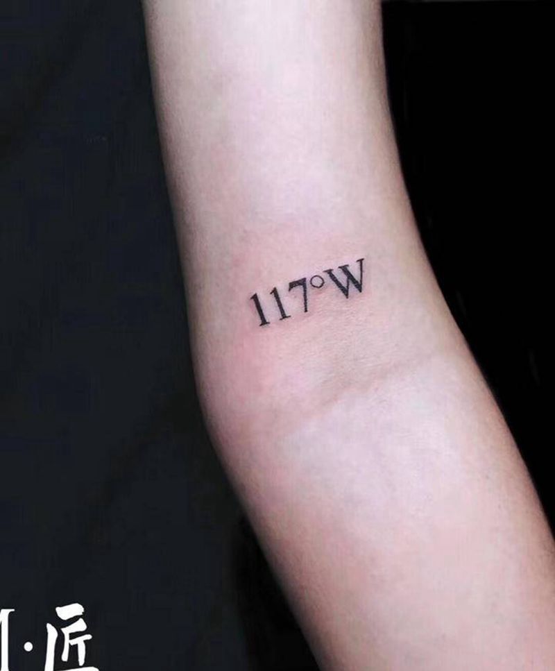 纬度纹身图片_手臂水墨纬度纹身图案