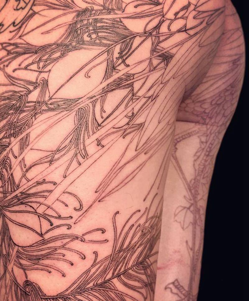 龙凤呈祥纹身图片_背部臀部新传统水墨龙凤呈祥纹身图案