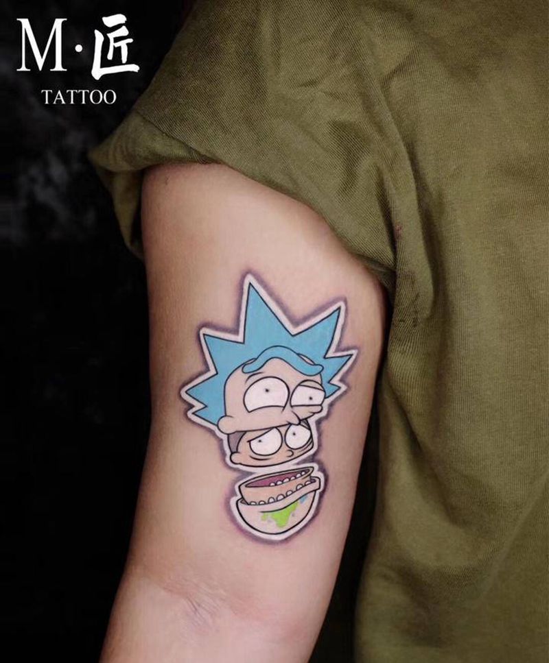 rick and morty纹身图片_手臂New School动漫纹身图案